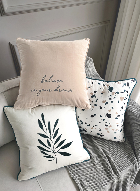 北歐風 絲絨刺繡抱枕/枕套