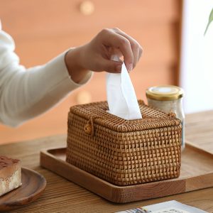 越南手工編製 藤編面紙盒