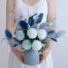 地中海藍陶瓷花瓶/花器（附仿真花束)