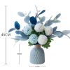 地中海藍陶瓷花瓶/花器（附仿真花束)