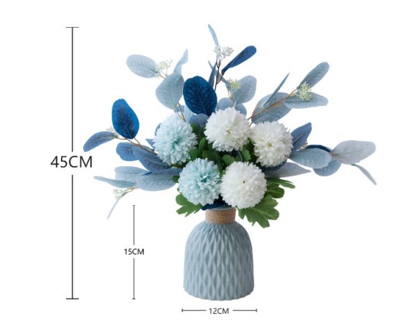 地中海藍陶瓷花瓶/花器（附仿真花束)