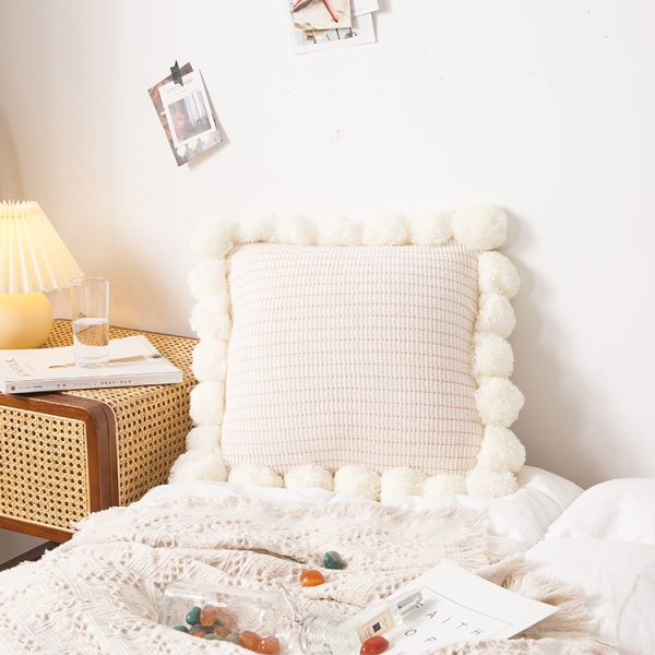北歐風 手工針織球球抱枕