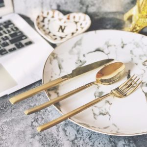 【餐桌美學】復古金不鏽鋼歐式餐具 單支/套裝組