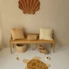 荷蘭 À la Collection 貝殼造型手工編織柔軟防滑地墊 (芥末黃/深棕色)