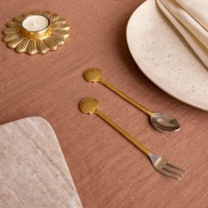 荷蘭 À la Collection 手工黃銅 貝殻餐具點心叉(2入)