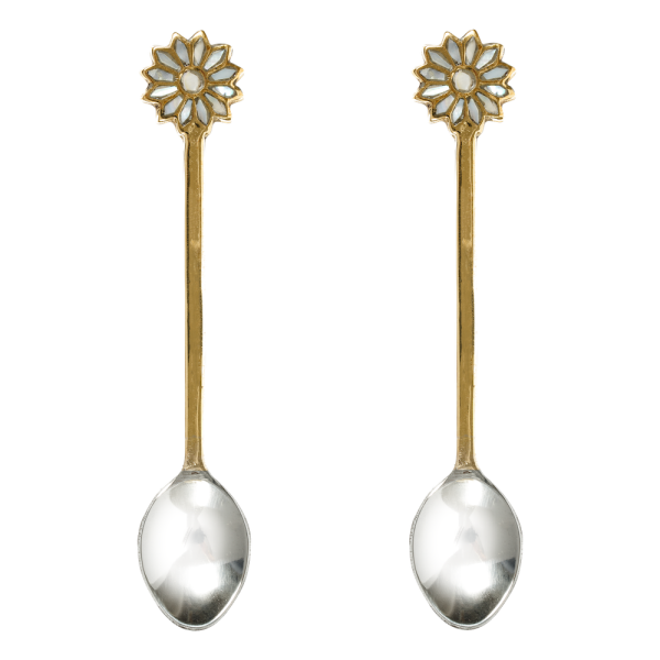 49188909.png 荷蘭 À la Collection 手工黃銅鑲珍珠母貝 雛菊餐具咖啡勺(2入)