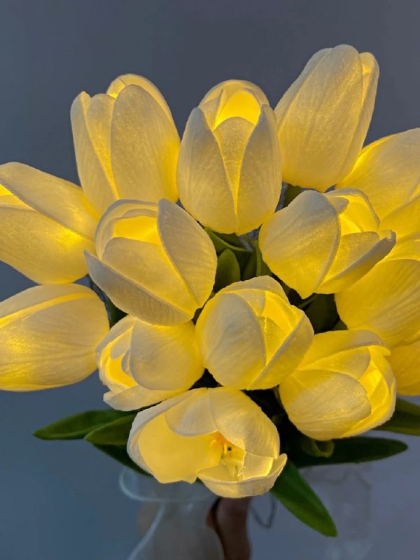 仿真奶油白鬱金香花束小夜燈/氛圍燈