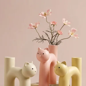 療癒奶油系 可愛貓貓花瓶/花器