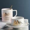 【Summer Sale】大理石紋情侣下午茶啞光咖啡杯碟組/啞光陶瓷字母馬克杯
