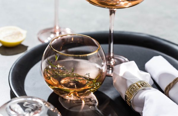 【Summer Sale】粉色水晶玻璃金邊酒杯/大肚水杯