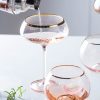 【Summer Sale】粉色水晶玻璃金邊酒杯/大肚水杯