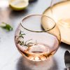 【Summer Sale】粉色水晶玻璃金邊酒杯/大肚水杯