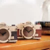 韓國 WOODSUM 輕手作 木製模型 復古相機時鐘(黑色款)