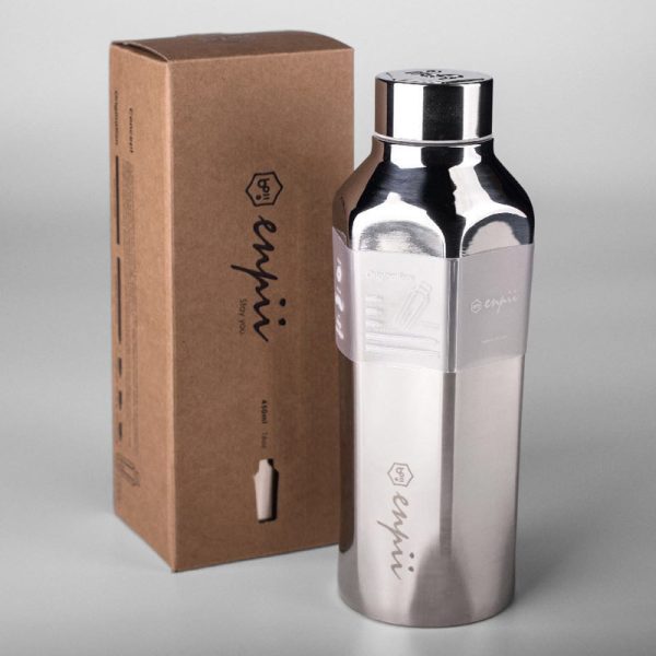台灣設計品牌boii本因保溫瓶-450ml 經典銀/肌膚粉